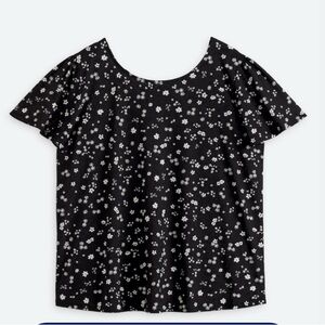 Black and White Boxy Short Sleeve Blouse